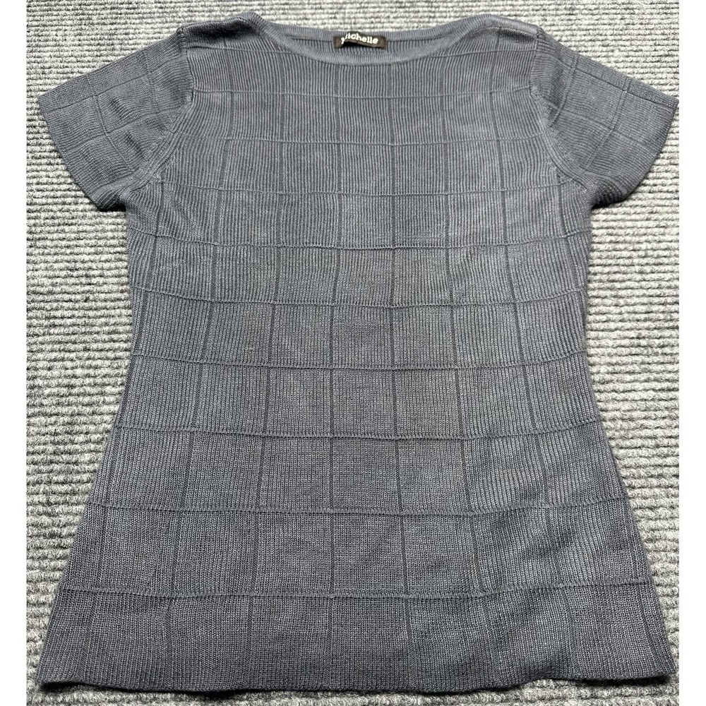 Michelle Sweater Womens Medium Short Sleeve Textured Knit Pullover Top Shirt